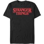 Schwarze Kurzärmelige Stranger Things T-Shirts aus Baumwolle Größe XL 