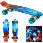 Streakboard Skateboard »YWHB-12« (mit LED-Blitz), 56 cm Cruiser Skateboard, Mini Skateboard mit Kunststoff Deck und 58 mm Rollen