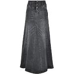 Anthrazitfarbene Maxi Lange Jeansröcke aus Denim für Damen Größe 5 XL 