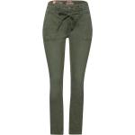 Olivgrüne Loose Fit Street One Bonny Stretch-Jeans mit Reißverschluss aus Denim für Damen Weite 31, Länge 28 