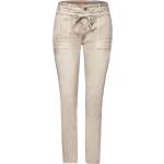 Sandfarbene Loose Fit Street One Bonny Stretch-Jeans mit Reißverschluss aus Denim für Damen Weite 34, Länge 28 