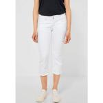 Weiße Unifarbene Casual Street One Crissi Jeans mit Stickerei mit Nieten mit Reißverschluss aus Baumwolle für Damen 