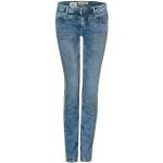 Hellblaue Casual Street One Jane Slim Fit Jeans mit Galonstreifen aus Denim für Damen Weite 30 