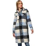 Reduzierte Blaue Karo Street One Kapuzenmäntel aus Wolle mit Kapuze für Damen Größe L 