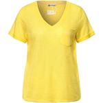 Gelbe Kurzärmelige Street One V-Ausschnitt Shirts mit Tasche für Damen Größe S für den für den Sommer 