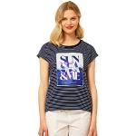 Blaue Bestickte Kurzärmelige Street One T-Shirts aus Jersey für Damen Größe S 