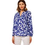 Reduzierte Blaue Blumenmuster Langärmelige Street One Tunika-Blusen für Damen Größe S 