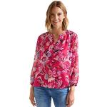 Rosa Blumenmuster 3/4-ärmelige Street One Tunika-Blusen aus Chiffon für Damen Größe S für den für den Sommer 