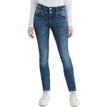 Indigofarbene Street One York Slim Fit Jeans mit Knopf aus Denim für Damen Weite 33 