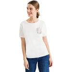 Reduzierte Weiße Kurzärmelige Street One Shirts mit Tasche mit Pailletten für Damen Größe M 
