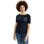 Reduzierte Blaue Kurzärmelige Street One Shirts mit Tasche mit Pailletten für Damen Größe S 