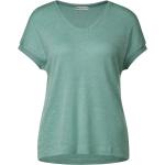 Blaue Kurzärmelige Street One V-Ausschnitt T-Shirts aus Viskose für Damen Übergrößen 