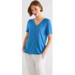 Reduzierte Gepunktete Halblangärmelige Street One V-Ausschnitt T-Shirts aus Polyester für Damen für den für den Sommer 