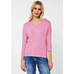 Pinke Melierte Casual 3/4-ärmelige Street One V-Ausschnitt V-Shirts aus Jersey für Damen Größe XS für den für den Frühling 
