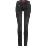 Schwarze Street One York Slim Fit Jeans mit Reißverschluss aus Denim für Damen Weite 30, Länge 30 