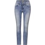 Hellblaue Street One York Slim Fit Jeans mit Reißverschluss aus Denim für Damen Weite 25, Länge 28 