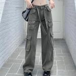 Anthrazitfarbene Vintage Freizeithosen aus Polyester für Damen Größe XS 