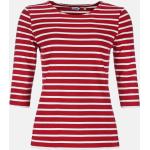 Streifenshirt Damen 3/4-Arm Rot-Weiß Gestreift Ringelshirt