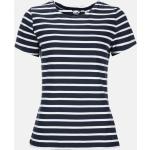 Blaue Gestreifte Maritime Kurzärmelige modAS T-Shirts aus Baumwolle für Damen 