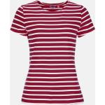 Rote Gestreifte Kurzärmelige modAS T-Shirts aus Baumwolle für Damen 