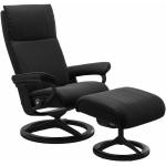 Schwarze Stressless Sessel mit Hocker matt aus Leder 