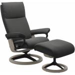 Schwarze Stressless Sessel mit Hocker matt aus Leder 