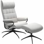 Stressless London Sessel High Back Star - Leder Batick Snow, Metall schwarz matt, ohne Zusatzausstattung grau, weiß