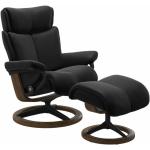 Stressless Magic M Signature Sessel wahlweise mit Hocker - Buche Holzfarbe Teak, Metall schwarz matt, inkl. Hocker schwarz