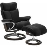 Stressless Magic M Signature Sessel wahlweise mit Hocker - Buche Holzfarbe Wenge, Metall chromfarben, ohne Zusatzausstattung schwarz
