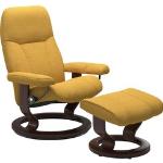 Gelbe Stressless Consul Relaxsessel mit Hocker aus Leder Breite 50-100cm, Höhe 100-150cm, Tiefe 50-100cm 