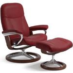 Rote Stressless Relaxsessel mit Hocker aus Leder Breite 50-100cm, Höhe 100-150cm, Tiefe 50-100cm 