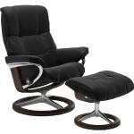 Schwarze Stressless Mayfair Relaxsessel mit Hocker aus Leder Breite 100-150cm, Höhe 100-150cm, Tiefe 50-100cm 