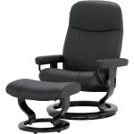Schwarze Gesteppte Moderne Stressless Relaxsessel mit Hocker aus Leder Breite 50-100cm, Höhe 100-150cm, Tiefe 50-100cm 