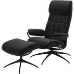 Stressless Relaxsessel mit Hocker London - schwarz - Materialmix - 80 cm - 111 cm - 74 cm - Polstermöbel > Sessel > Drehsessel