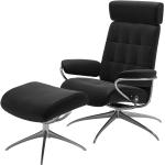 Stressless Relaxsessel mit Hocker London - schwarz - Materialmix - 80 cm - 111 cm - 74 cm - Polstermöbel > Sessel > Drehsessel