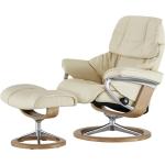 Stressless Relaxsessel mit Hocker Reno - creme - Materialmix - 92 cm - 110 cm - 80 cm - Polstermöbel > Sessel > Ledersessel