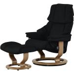Schwarze Stressless Reno Sessel mit Hocker Breite 50-100cm, Höhe 100-150cm, Tiefe 50-100cm 