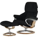 Schwarze Stressless Reno Sessel mit Hocker Breite 50-100cm, Höhe 100-150cm, Tiefe 50-100cm 
