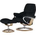 Stressless Relaxsessel mit Hocker Reno - schwarz - Materialmix - 92 cm - 110 cm - 80 cm - Polstermöbel > Sessel > Ledersessel