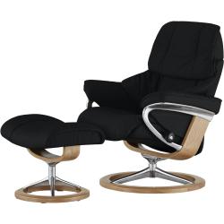 Stressless Relaxsessel mit Hocker Reno - schwarz - 92 cm - 110 cm - 80 cm - Polstermöbel > Sessel > Ledersessel