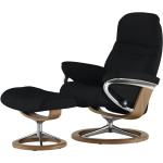 Stressless Relaxsessel mit Hocker Leder Sunrise - schwarz - Materialmix - 92 cm - 105 cm - 80 cm - Polstermöbel > Sessel > Fernsehsessel