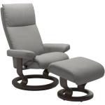 Silbergraue Moderne Sessel mit Hocker aus Leder Breite 50-100cm, Höhe 0-50cm, Tiefe 0-50cm 