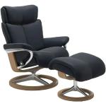 Blaue Stressless Magic Sessel mit Hocker Breite 50-100cm, Höhe 0-50cm, Tiefe 50-100cm 
