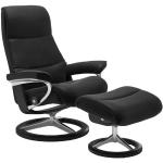 Schwarze Moderne Stressless View Relaxsessel mit Hocker aus Leder Breite 50-100cm, Höhe 0-50cm, Tiefe 0-50cm 