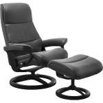 Schwarze Moderne Stressless View Relaxsessel mit Hocker aus Leder Breite 50-100cm, Höhe 0-50cm, Tiefe 0-50cm 