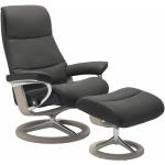 Silberne Stressless View Sessel mit Hocker aus Leder 