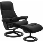 Stressless View Sessel Signature wahlweise mit Hocker - Leder Paloma Black, Buche Holzfarbe Grau, Metall schwarz matt, ohne Zusatzausstattung grau, schwarz