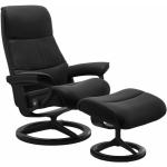 Stressless View Sessel Signature wahlweise mit Hocker - Leder Paloma Black, Buche Holzfarbe Schwarz, Metall schwarz matt, ohne Zusatzausstattung grau, schwarz