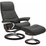 Stressless View Sessel Signature wahlweise mit Hocker - Leder Paloma Rock, Buche Holzfarbe Braun, Metall verchromt, ohne Zusatzausstattung grau, schwarz