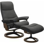 Schwarze Stressless View Sessel mit Hocker matt aus Teakholz 